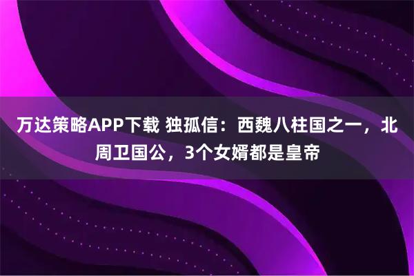 万达策略APP下载 独孤信：西魏八柱国之一，北周卫国公，3个女婿都是皇帝